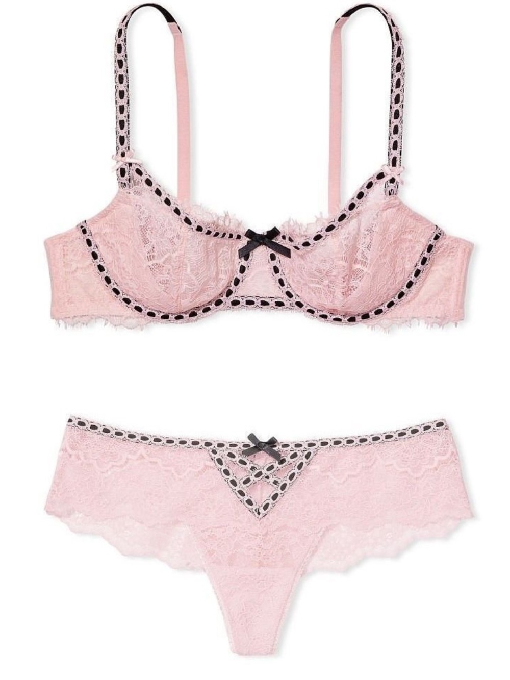 Victoria's Secret Dream Angel Wicked Pink Lace Balconette and Panty Set